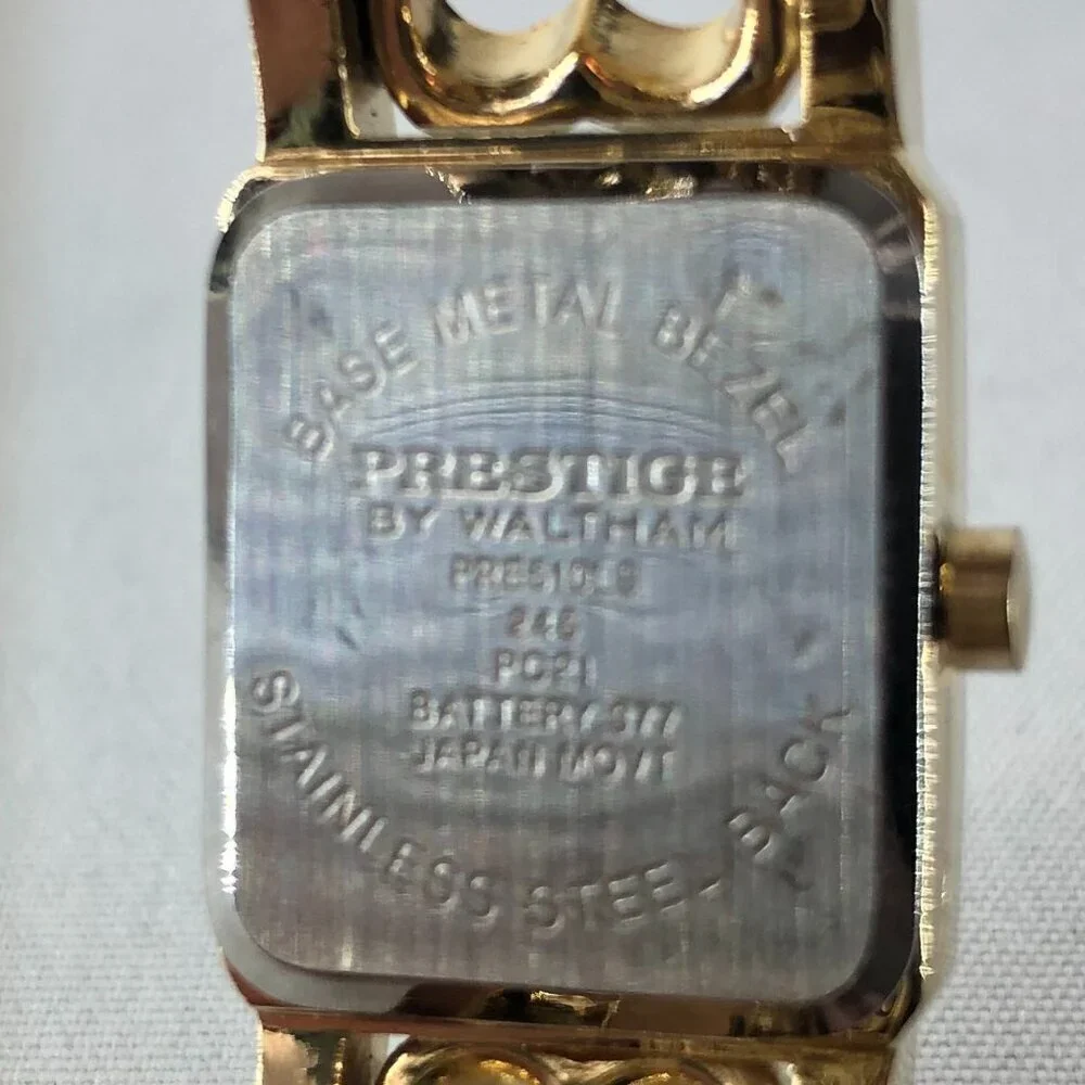 Prestige By Waltham Gold Tone with Rhinestones Bracelet Quartz Watch